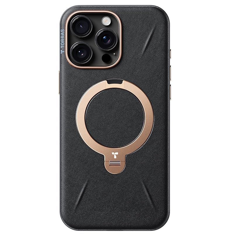 新感覚レザー スキンタッチ TORRAS iPhone 16 Pro 用 ケース 革 ゼンマイ式 360°回転スタンド 縦横両対応 リング マグネット搭載 MagSafe対応 ワイヤレス充電対応 米軍規格耐衝撃 指紋防止 黄変防止 6.3インチ Ostand