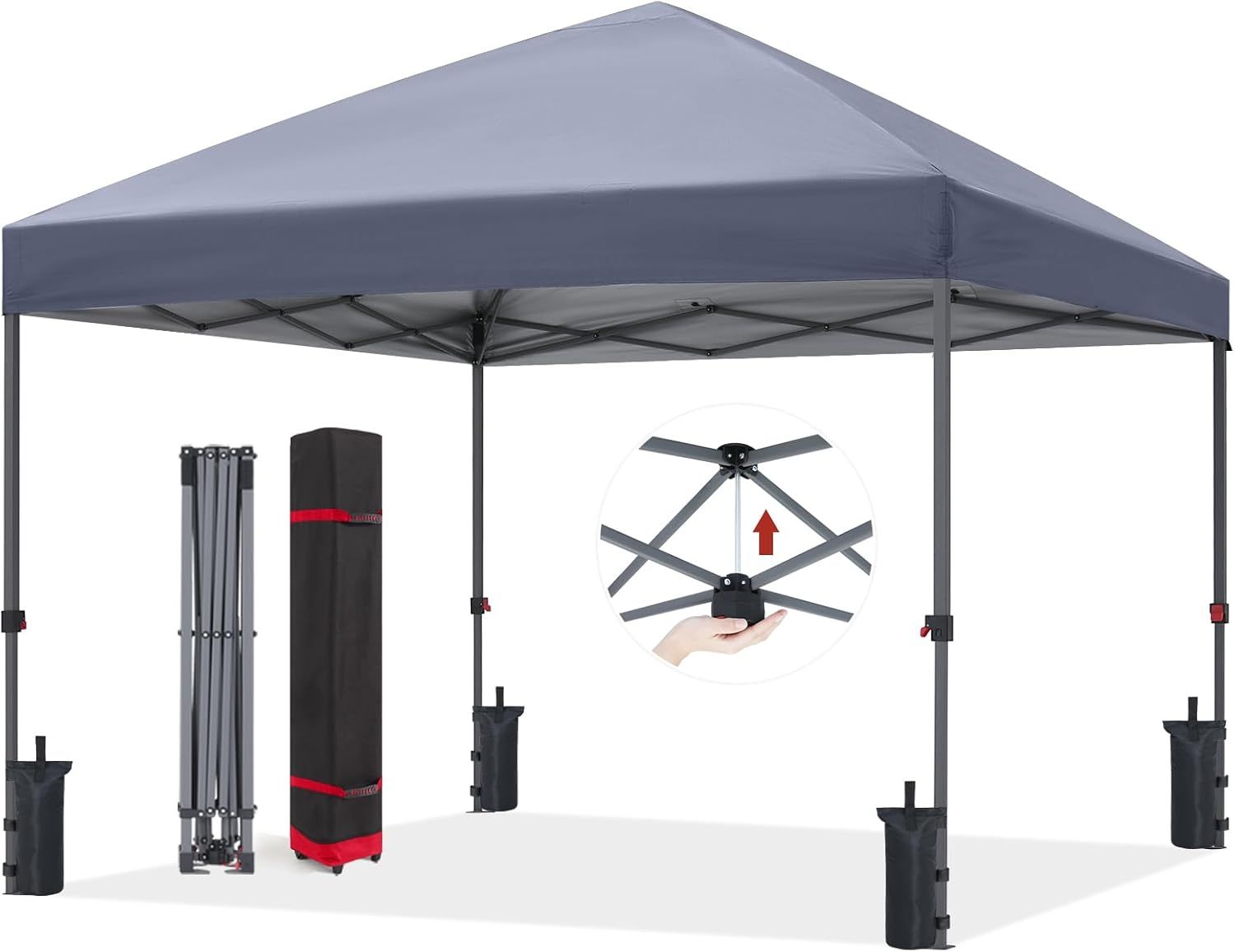ABCCANOPY タープテント ワンタッチ センターロック 3m|2.5m|2m 高強度スチールフレーム 3段階調節 キャスターバッグ付き 8人用大型 組立簡単 遮熱性 耐水性 付属品付き