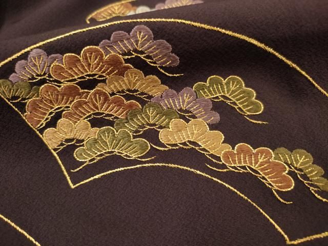 平和屋着物□訪問着 刺繍 地紙草花文 暈し染め 金銀糸