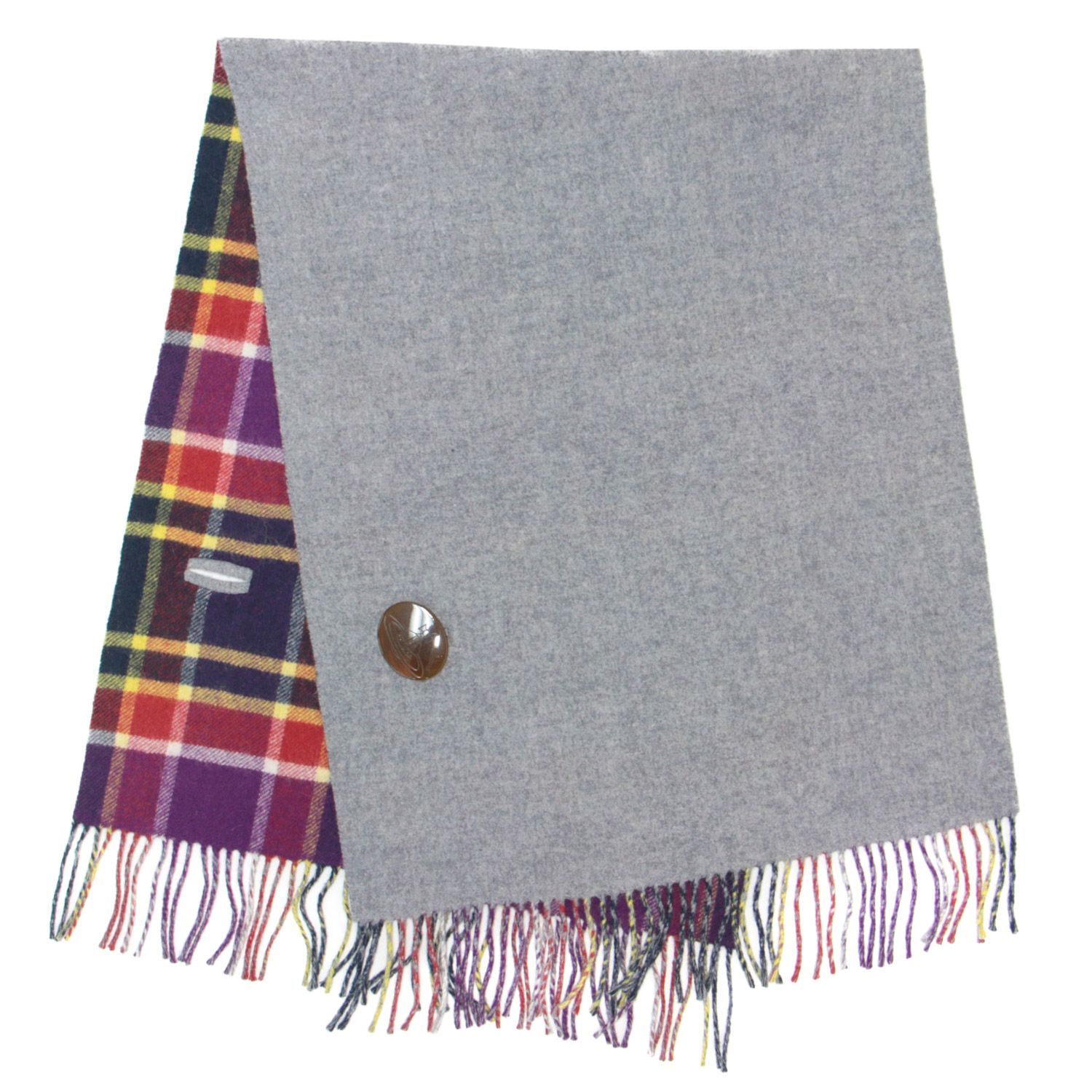 VIVIENNE WESTWOOD】リバーシブル ウールマフラー グレー Vivienne