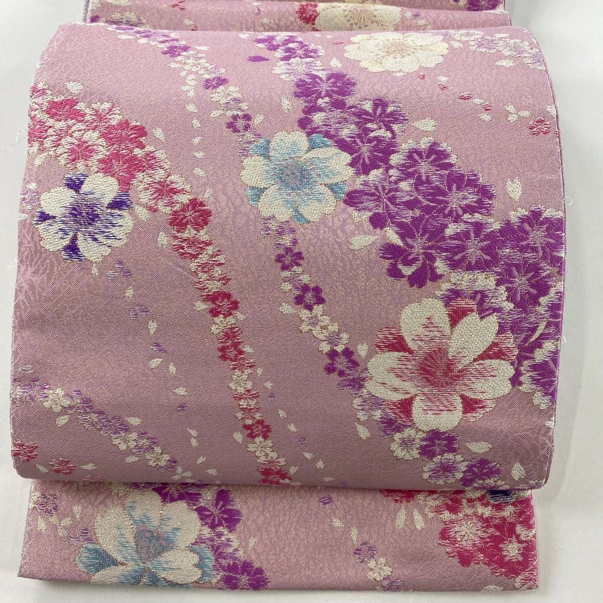 406y5☆袋帯 桜 金糸 ラメ糸☆美品 406y5☆袋帯 桜 金糸 ラメ糸☆美品