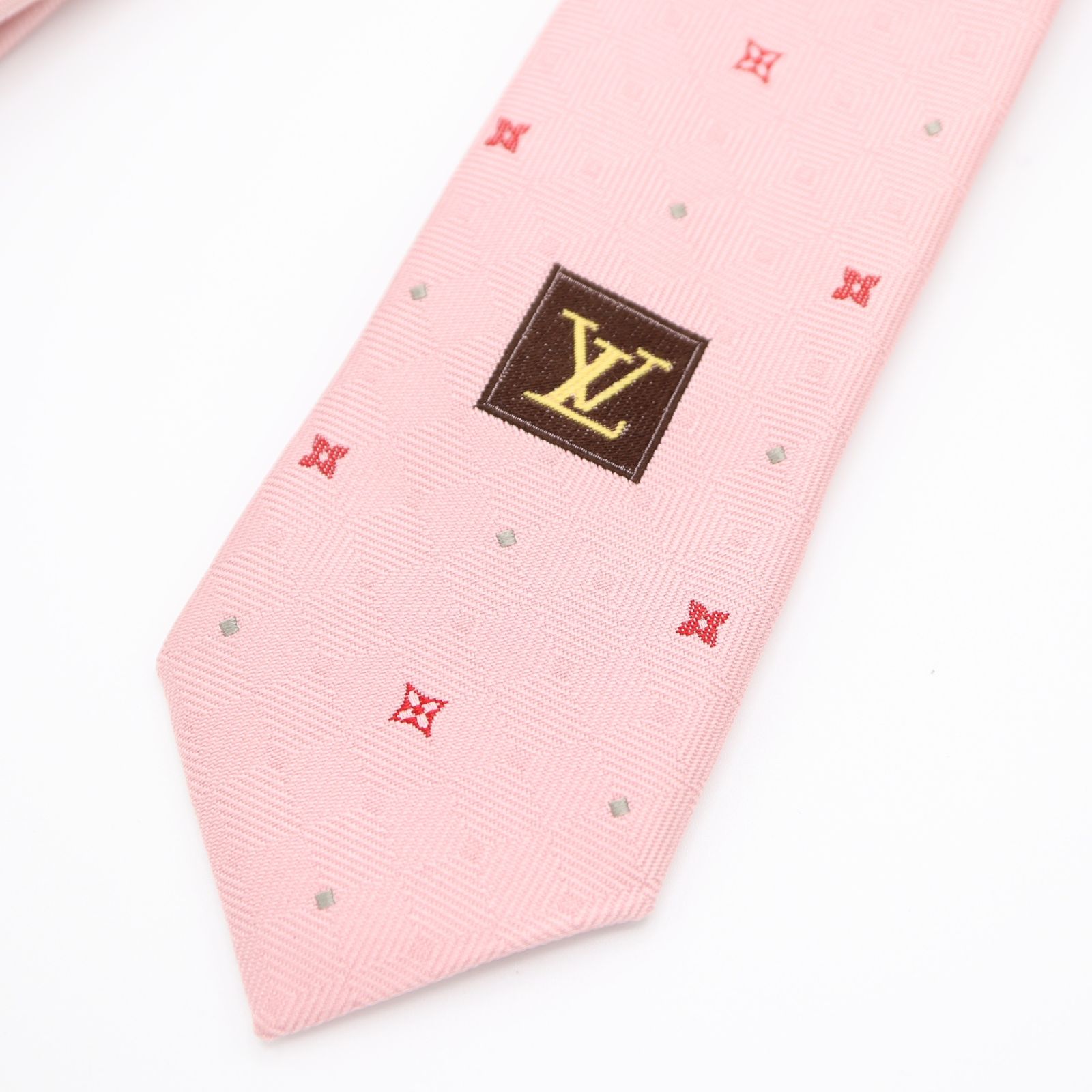 未使用級 ルイヴィトン Louis Vuitton ネクタイ シルク ピンク LOUIS VUITTON ルイヴィトン LV ネクタイ 総柄 ピンク シルク100