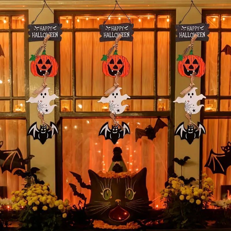 新しいハロウィーンの飾り 即 OK 新しい木製のドアの飾り カボチャのゴーストの飾り クリエイティブなペンダント yunban 582