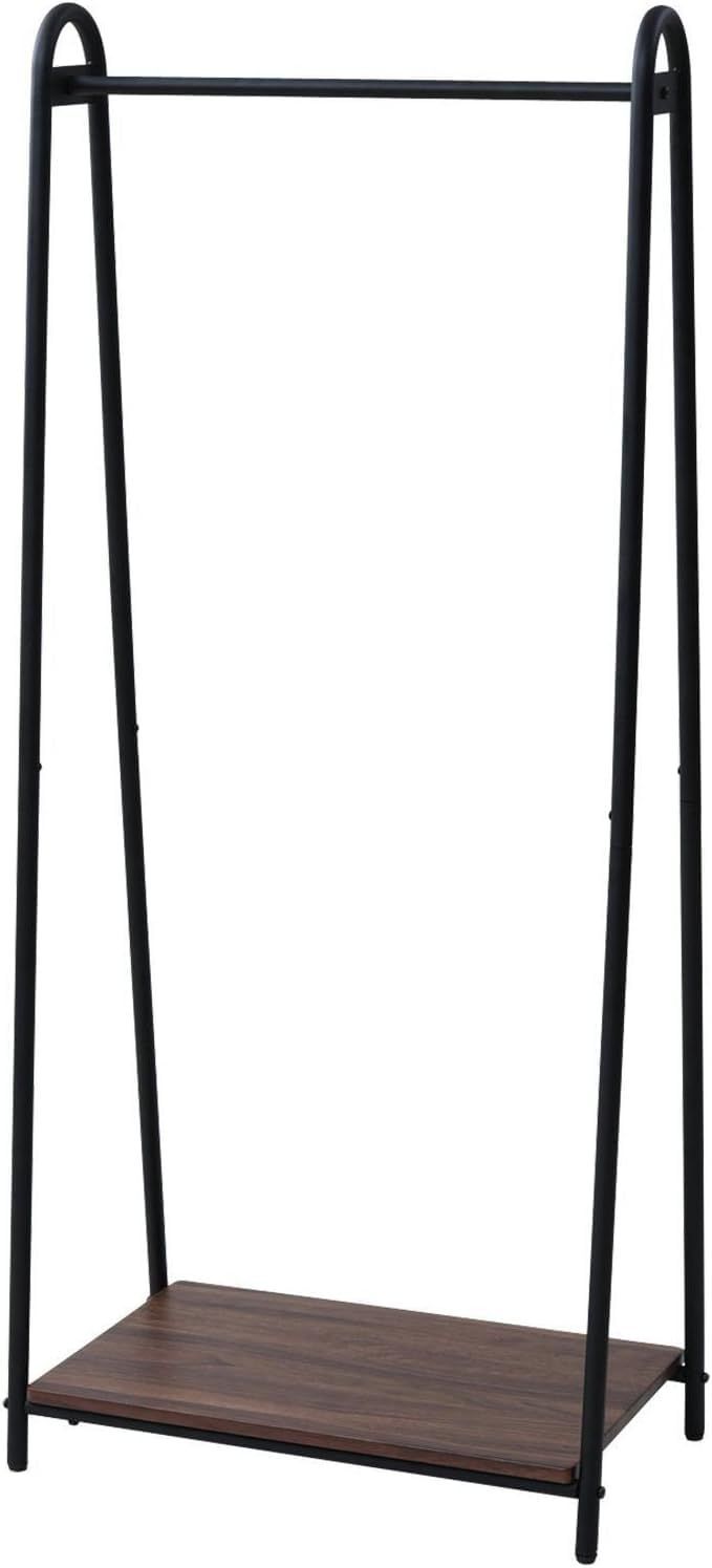 棚板付き 全体耐荷重50kg A型タイプ 見せる収納 幅66×奥行39.5×高さ151cm 組立品 ハンガーラック ウォルナット/ブラック 山善 ASH-S(WL/BK)