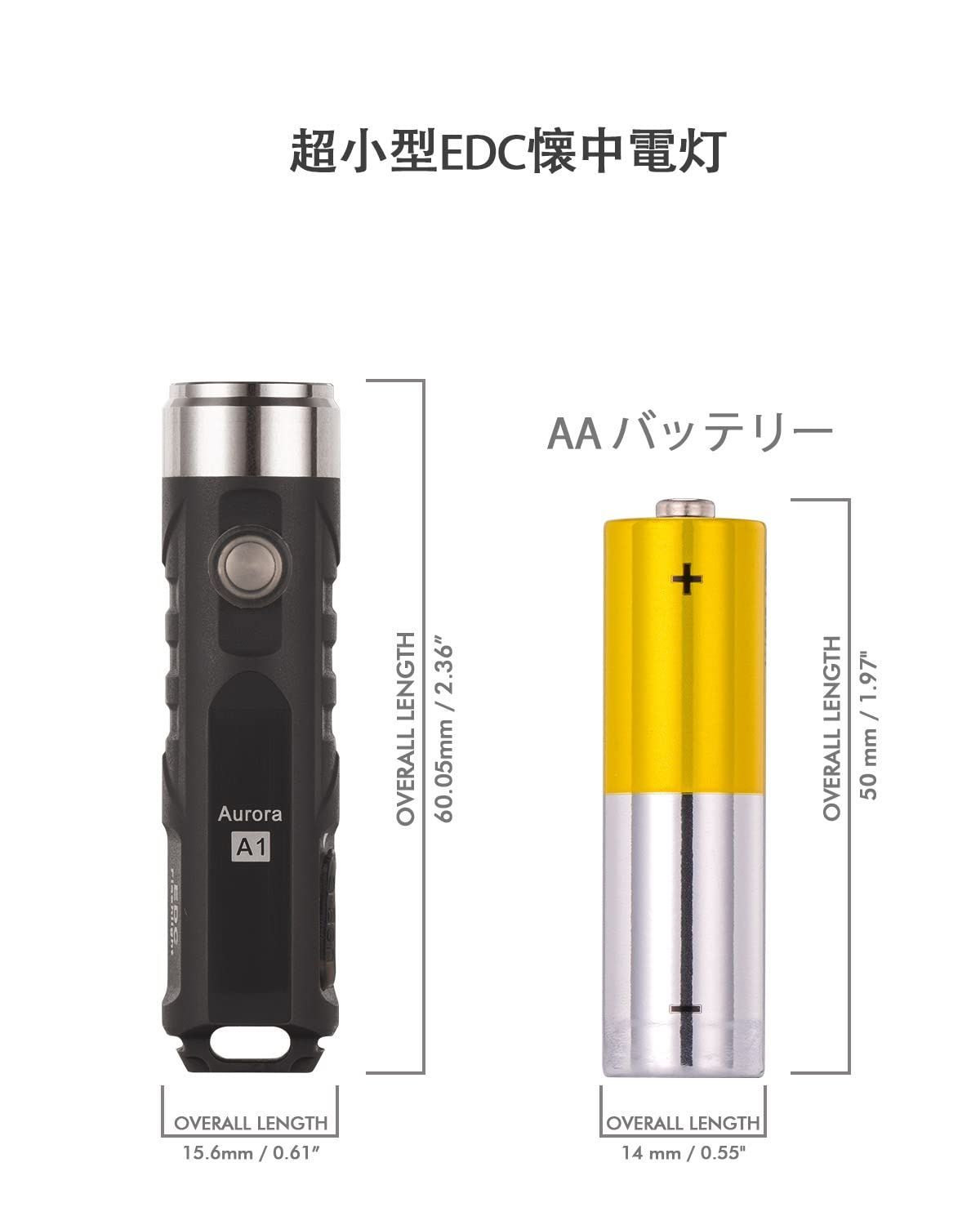 新着商品】RovyVon Aurora A1 小型懐中電灯、420ルーメン、5000K、USB