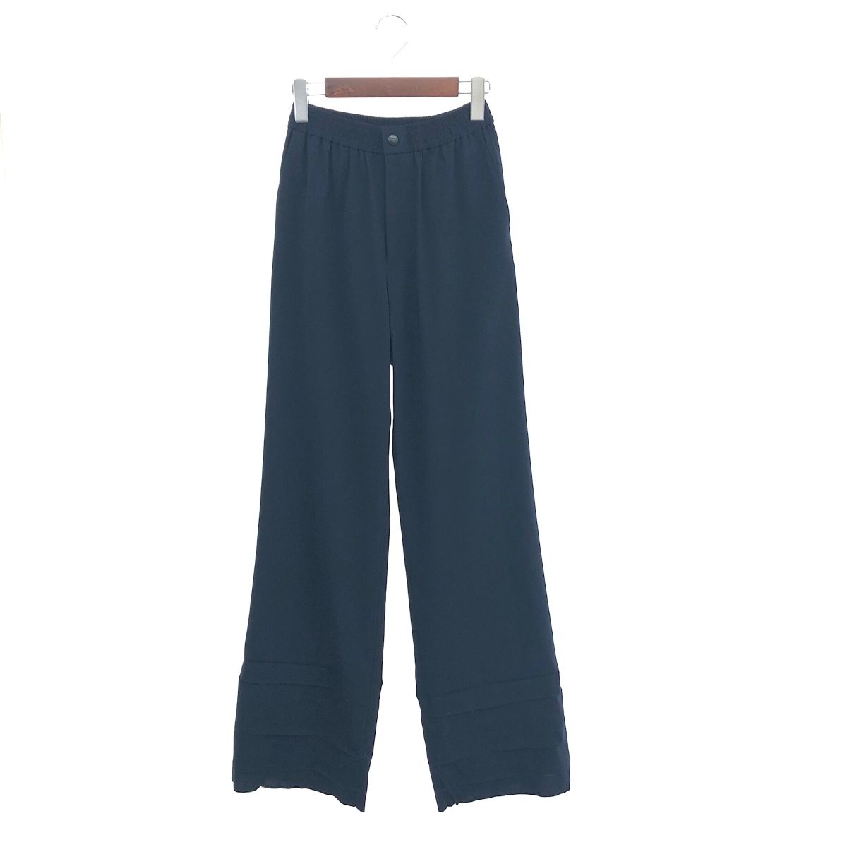 HYKE ハイク ストレッチワイドレッグ パンツ サイズ:1 222-12190-044 ネイビー  レディース 　240001109692