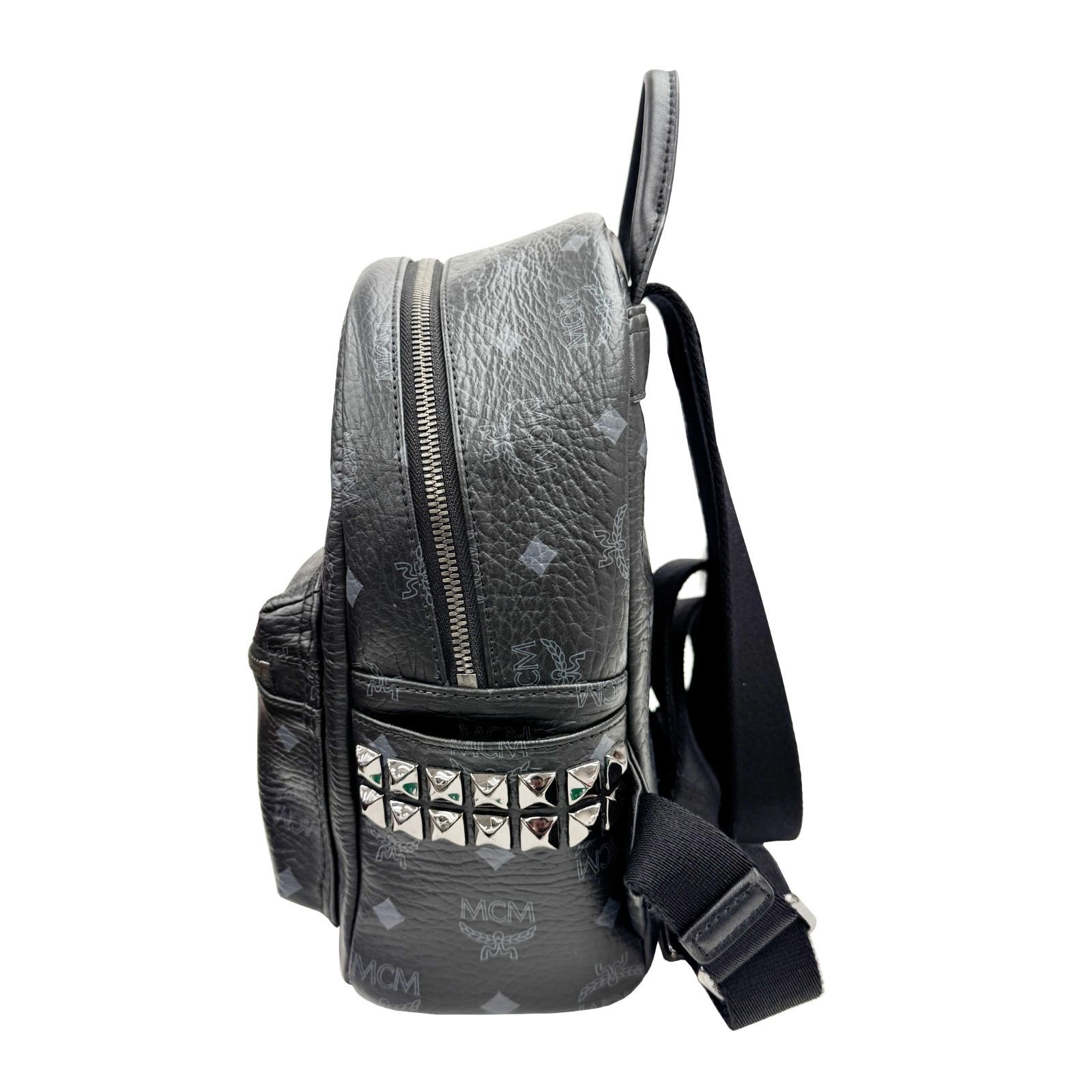 中古】MCM エムシーエム バックパック サイドスタッズ レザー リュック 