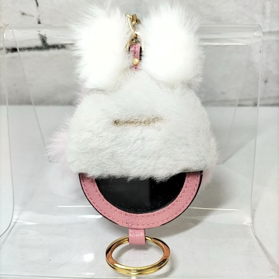 A Φ 【 miumiu 】 ミュウミュウ ゴールド金具 リアルファー ミラー 鏡