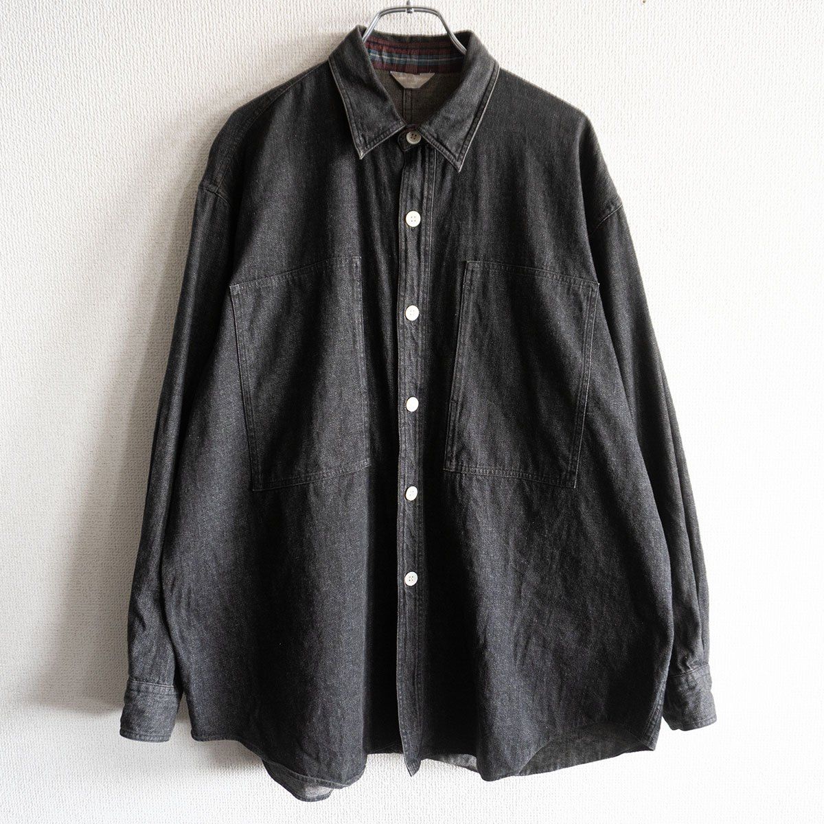 80s|アーカイブ COMME des GARCONS HOMME ブラックデニム ワーク シャツ コムデギャルソンオム s2510101