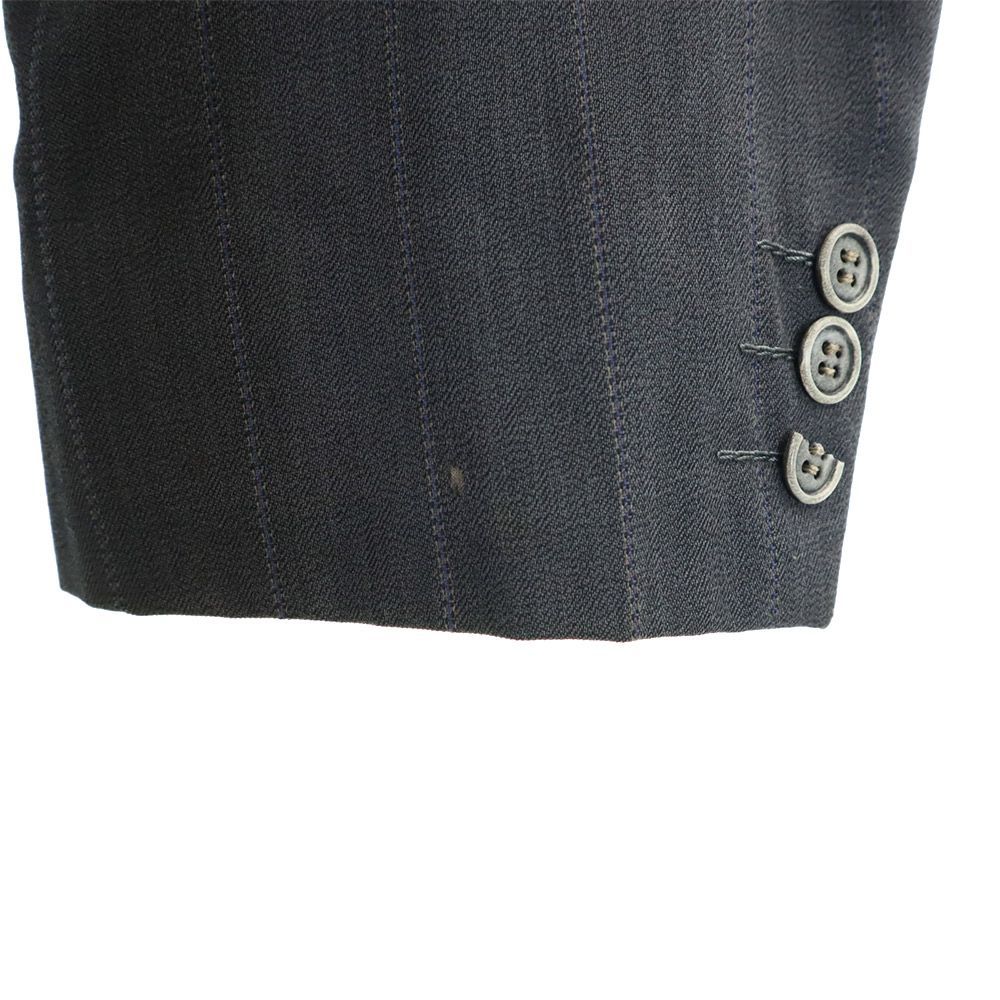 ランバン ウール ストライプ柄 ダブル スーツ 上下 セットアップ M48-35/M48-35-85 グレー LANVIN Studio メンズ 古着 【240306】