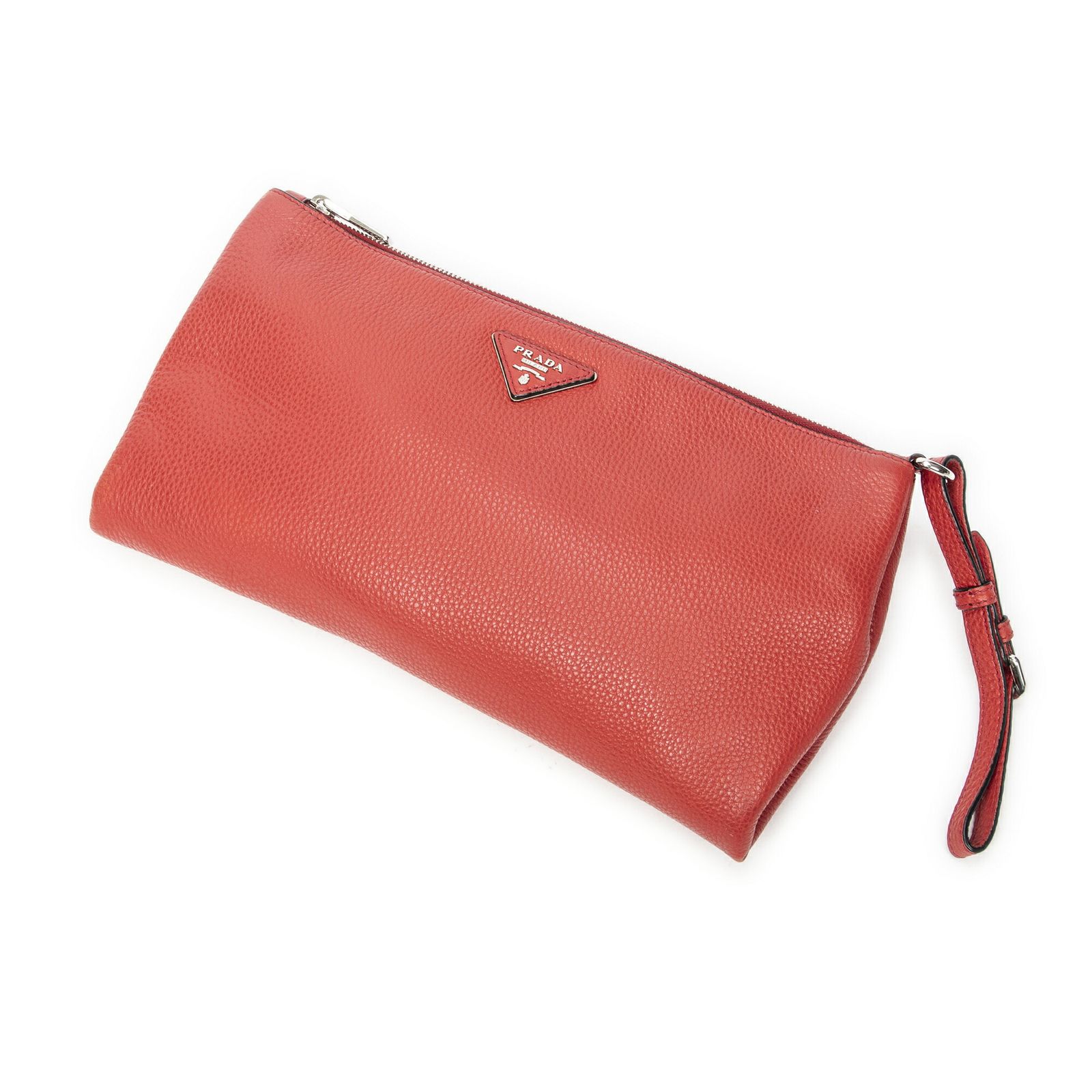 PRADA プラダリストレットポーチ赤ヴィテロ ダイノA
