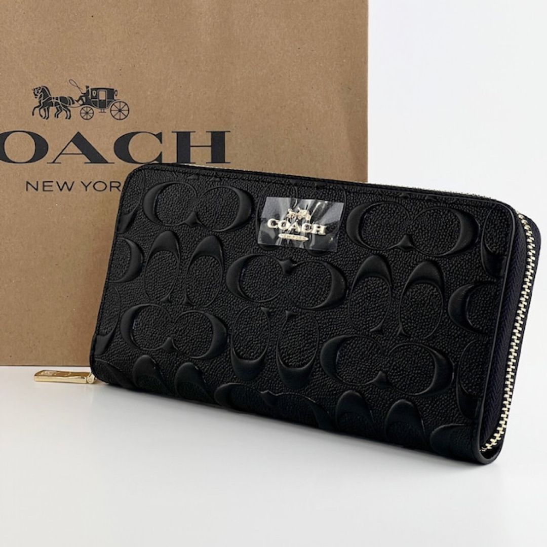 COACH】 新品 未使用 コーチ 長財布 シグネチャー ブラック 黒