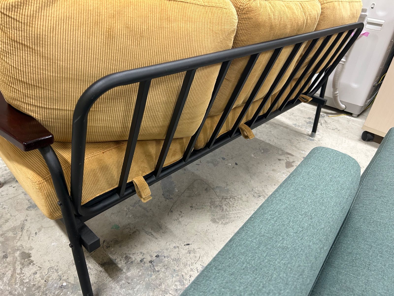 コーデュロイ アイアンソファ 2人掛け イエロー 2人掛け・3人掛けソファ