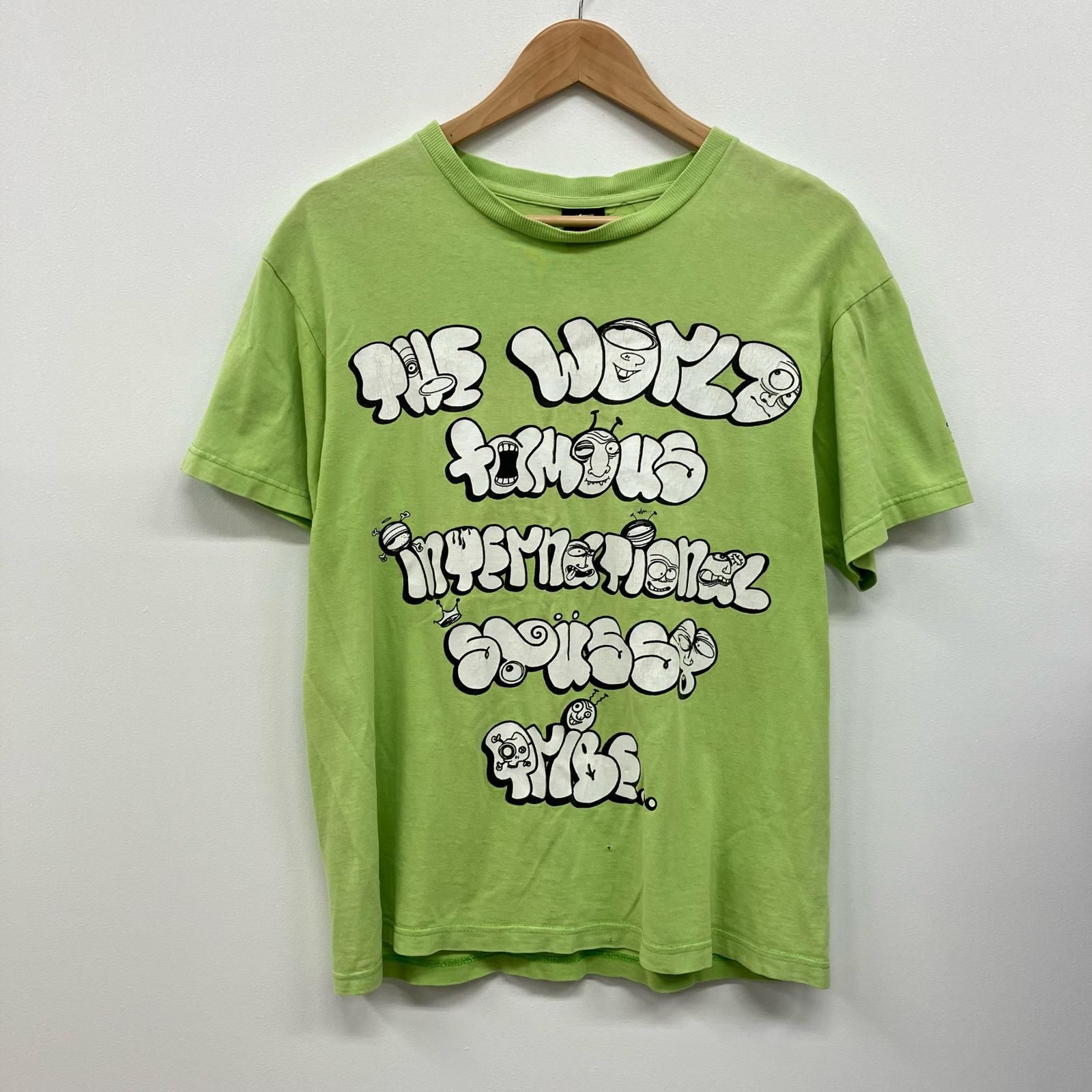 【極美品】STUSSY 半袖Tシャツ グリーン　ピチT 平成ギャル　y2k S 極美品】STUSSY 半袖Tシャツ グリーン ピチT 平成ギャル y2k S