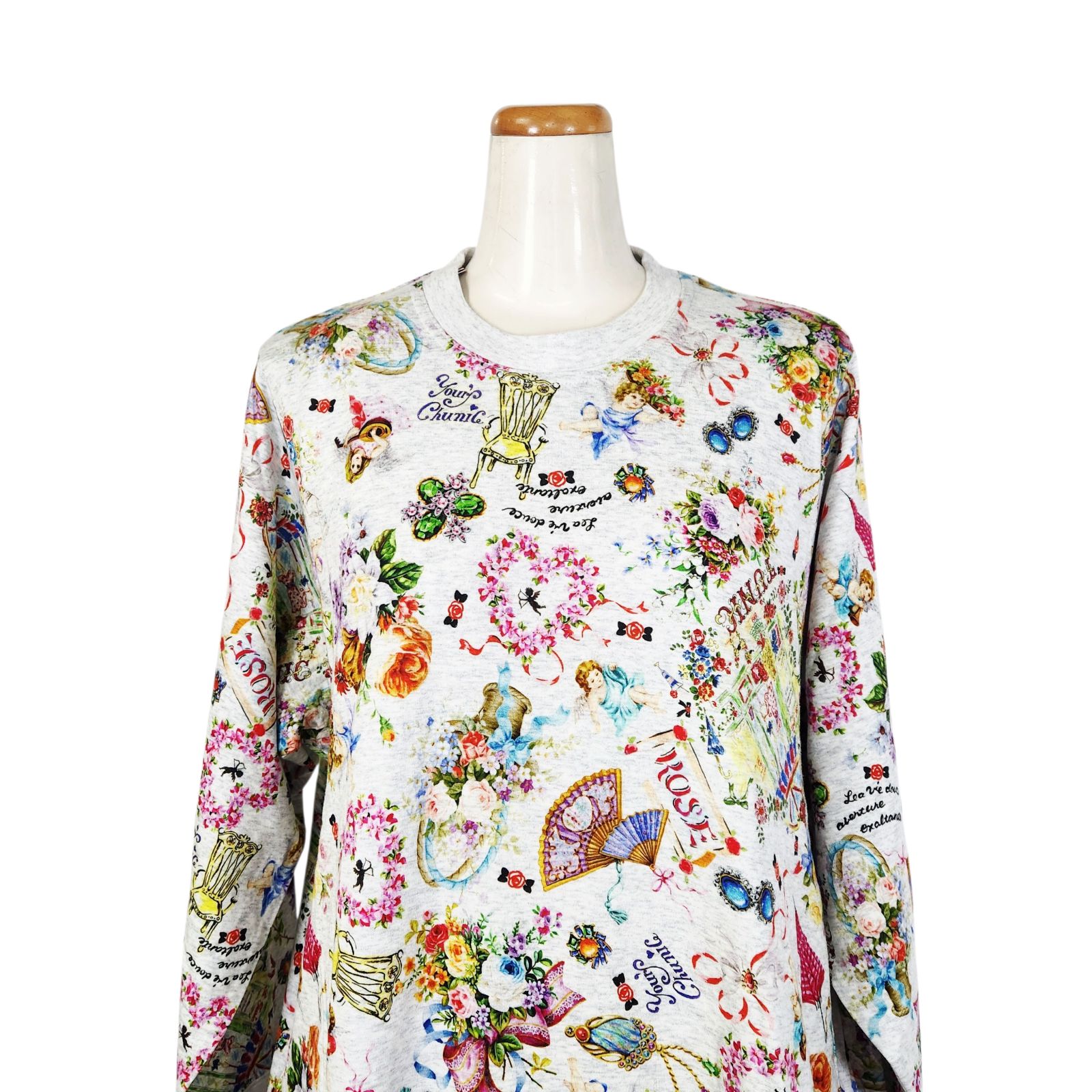 鴨居羊子パジャマ ♥ TUNIC 秋物 長袖トレーナーパジャマ 40接結リースエンジェル 23434 グレー色