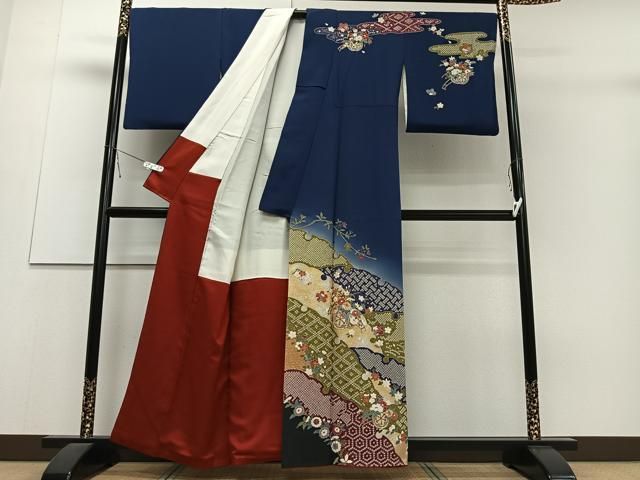 平和屋着物□訪問着 駒刺繍 花車文 暈し染め 金銀彩 正絹 逸品