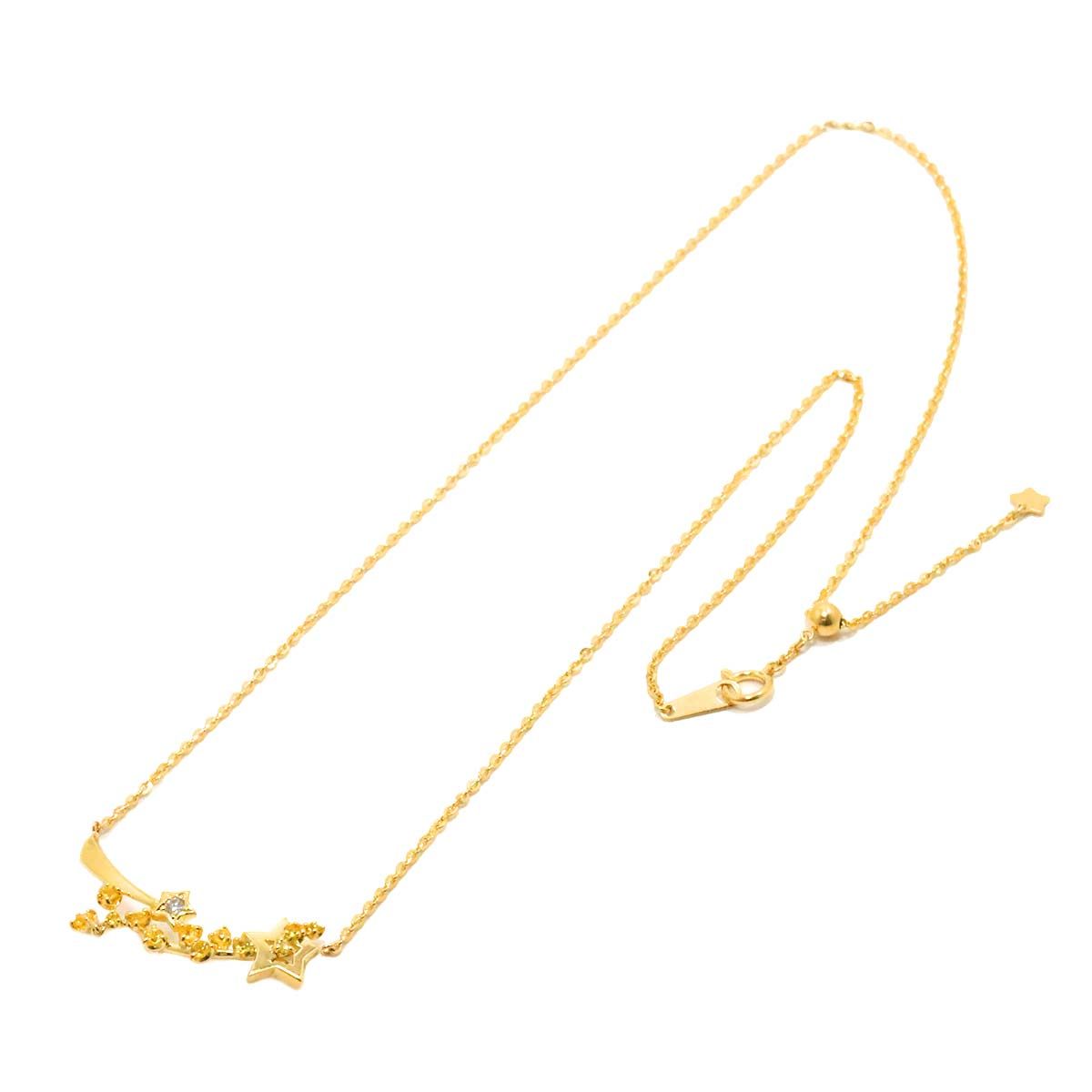 サファイヤ 0.51ct ダイヤ 0.04ct K18 YG ネックレス 49cm イエロー  