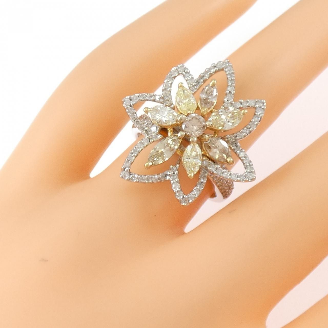 K18WG 総メレダイヤ　フラワーダイヤモンドリング K18WG フラワー ダイヤモンド リング 0.30CT
