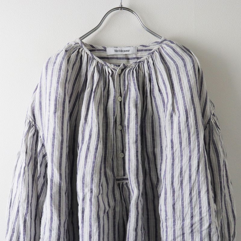 Veritecoeur ヴェリテクール リトアニアリネンチュニック　st-081 Veritecoeur (ヴェリテクール) リトアニアリネンギャザーチュニック