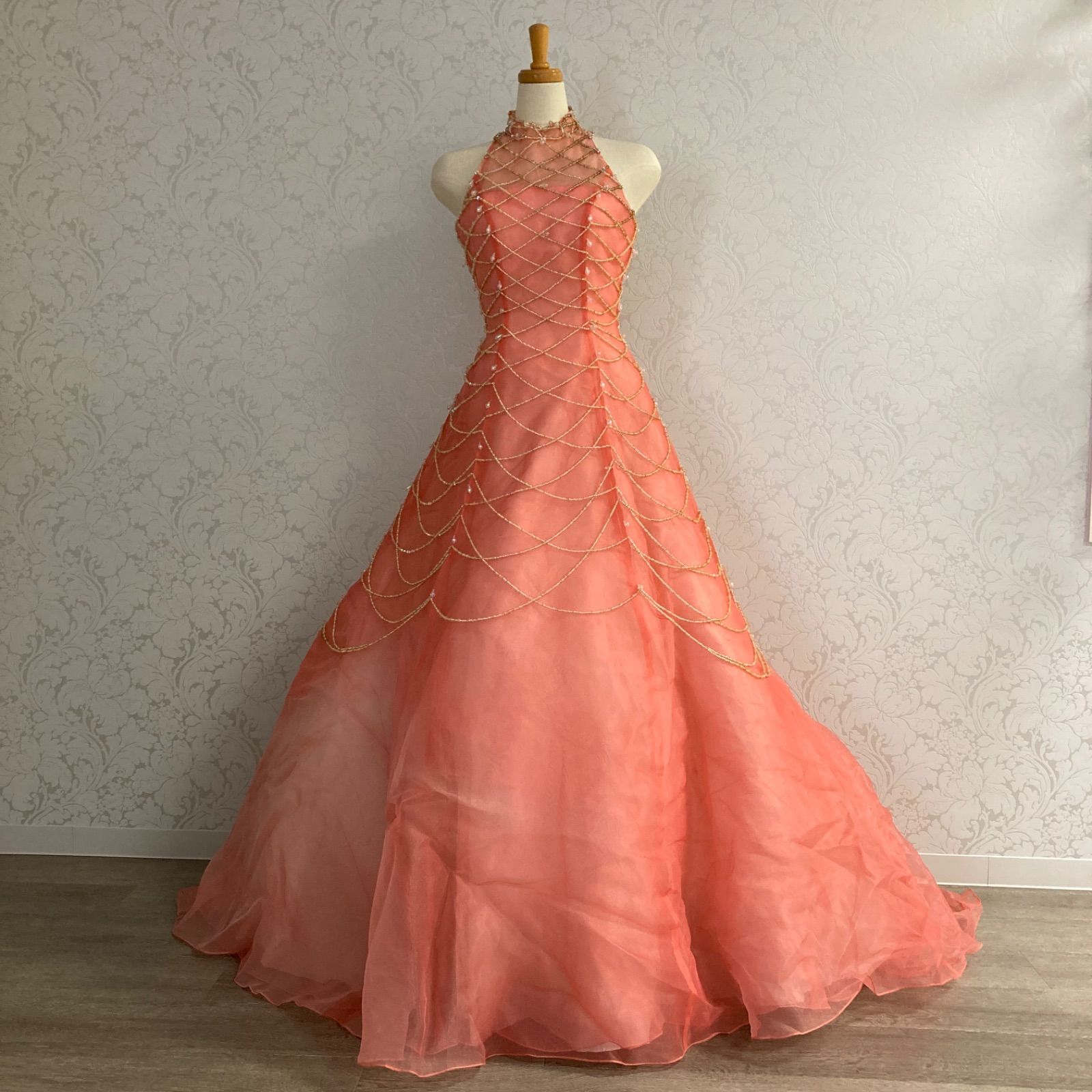 専用プリンセス様 カラードレス コーラルピンク7号 アメリカンスリーブ 7号 アメリカ