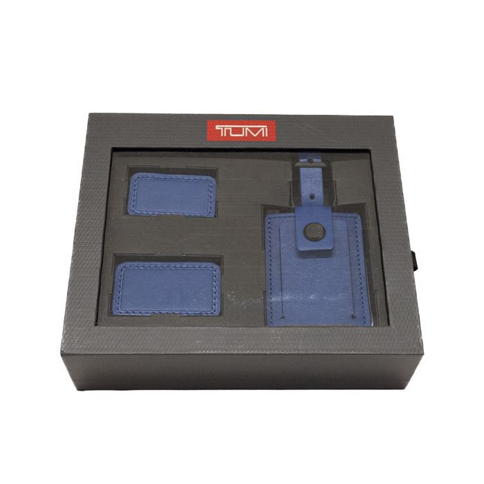 トゥミ TUMI TOKYO LUGGAGE TAG SET ネームタグ レザー バッグ ハンドル 固定 付属品 バッグチャーム アクセサリー メンズ ブルー 未使用 展示品 中古 mbf21005