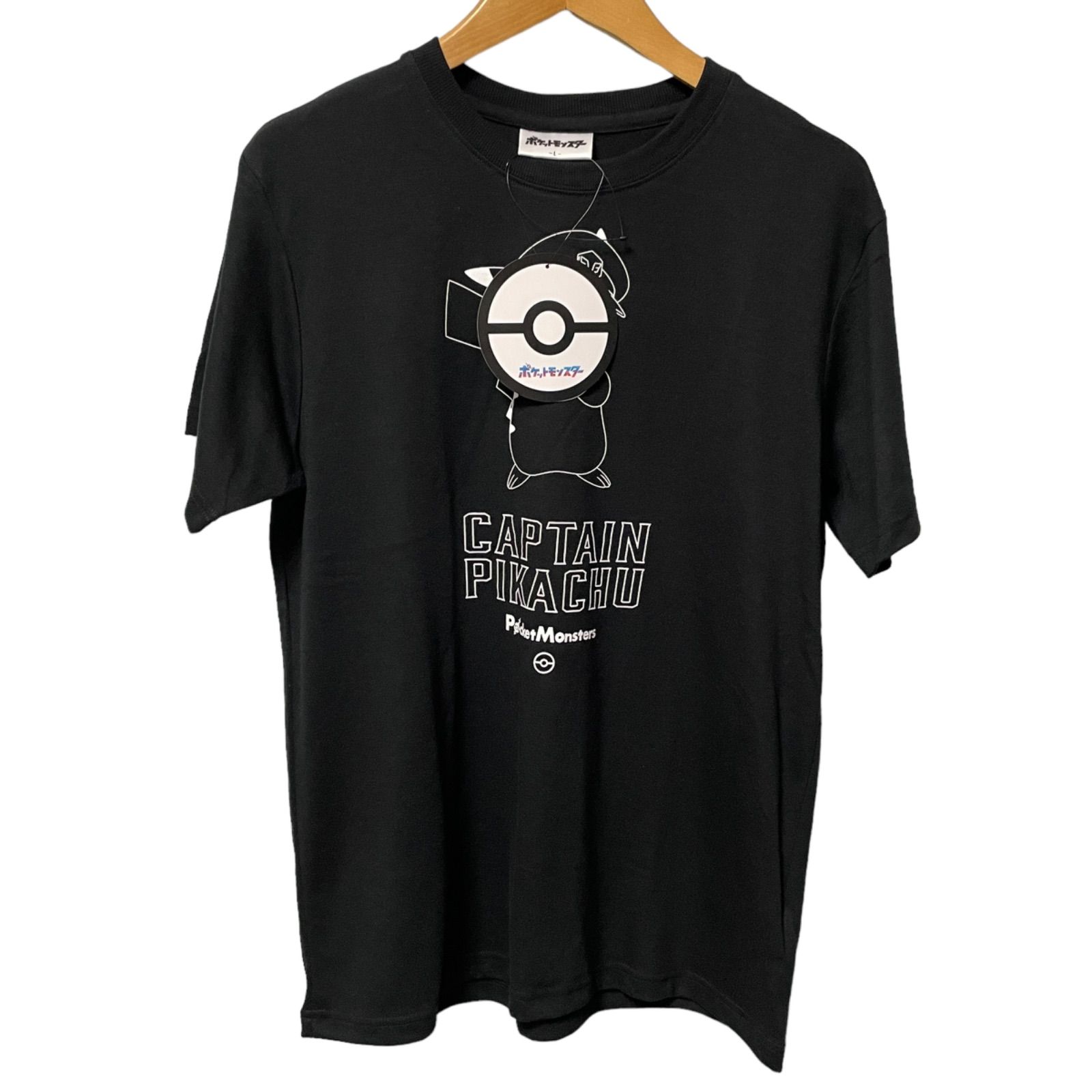新品】タグ付き キャプテンピカチュウ 黒 ブラック 半袖Tシャツ