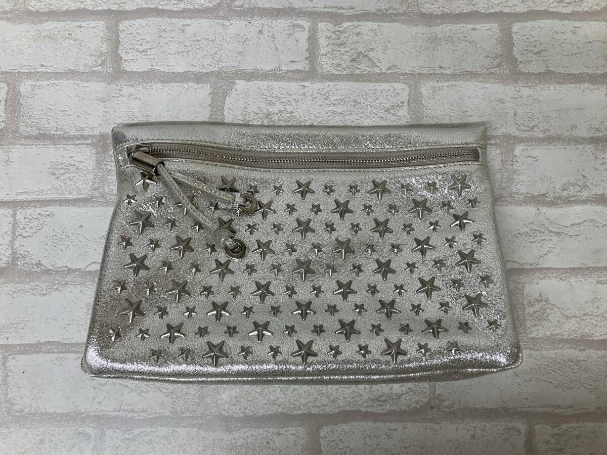JIMMY CHOO ジミーチュウ セカンドバッグ 持ち手なしバッグ レディース シルバー スター