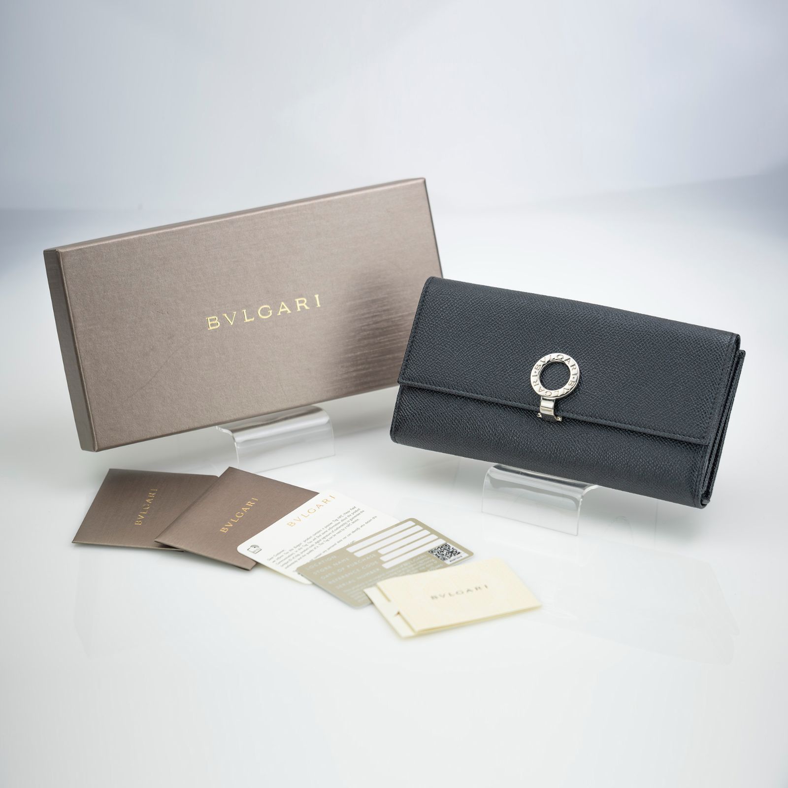 BVLGARI 長財布 ロゴクリップ グレインレザー サークルロゴ BVLGARI 