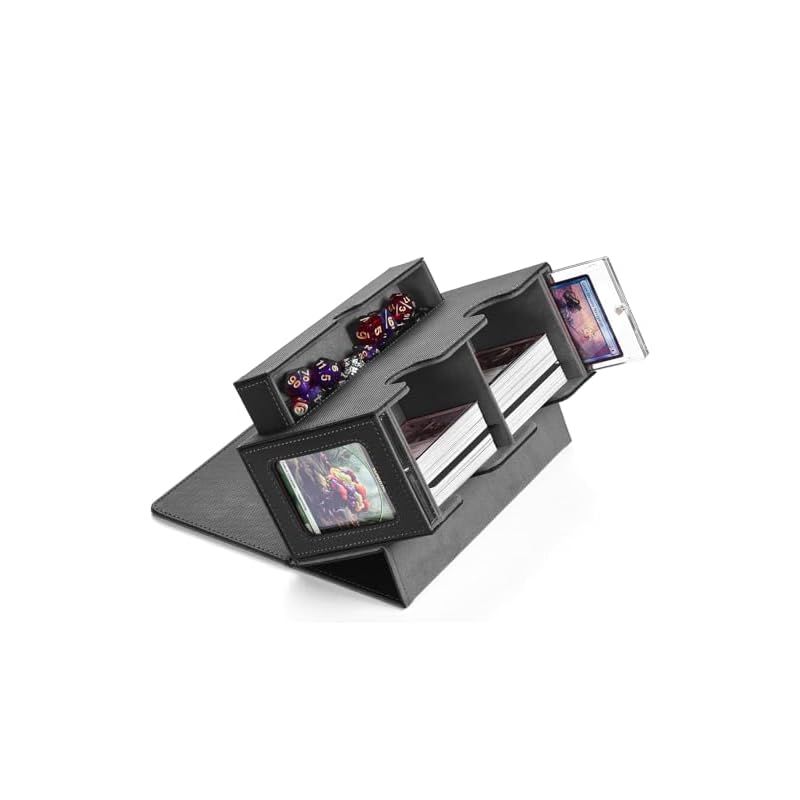 MFDXWCV デッキケース ストレージボックス トレカ トレーディングカードケース トレカケース トレカ収納 カード収納 カードストレージ カードボックス 大容量 PU レザー (グレー) 1