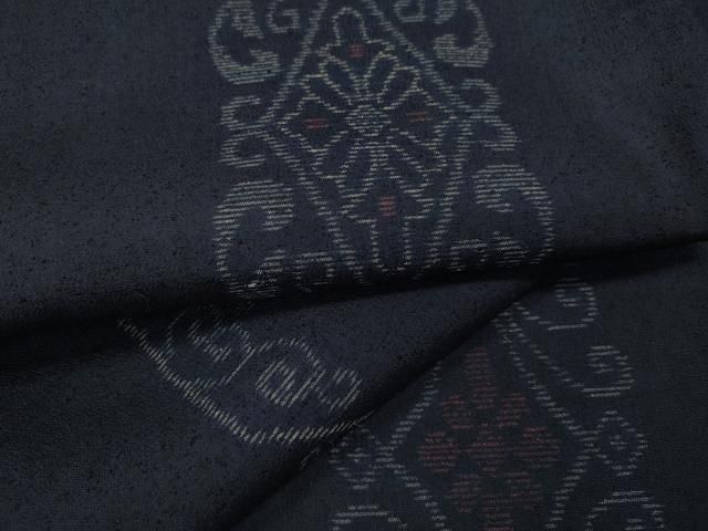 平和屋着物▽本場大島紬 薩摩結城 単衣 吉祥花間道 正絹 逸品