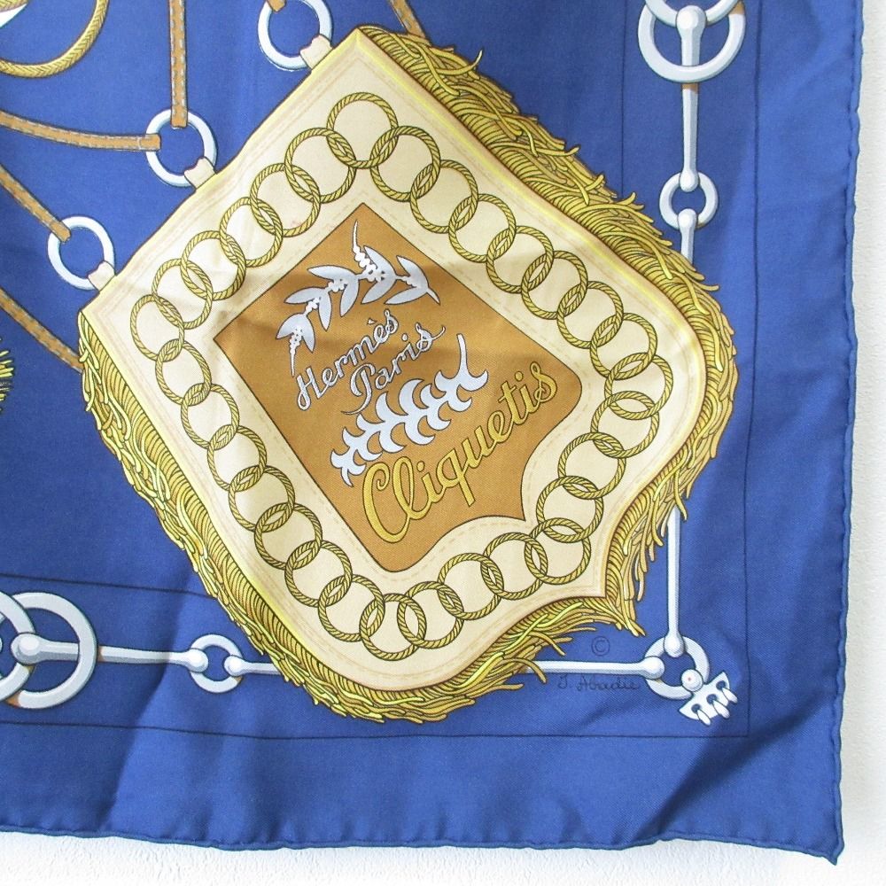 良品 HERMES エルメス カレ90 CLIQUETIS シルク スカーフ