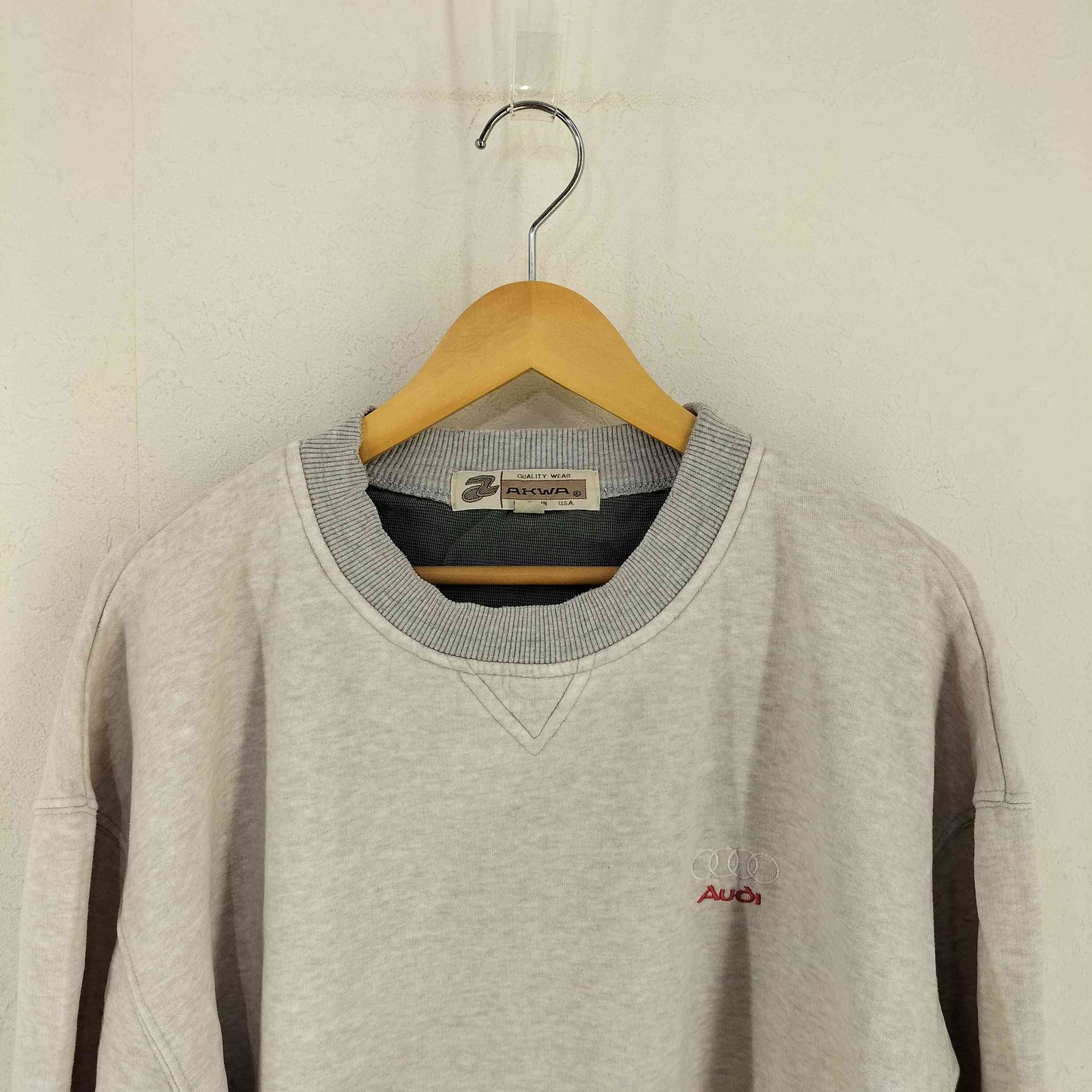 ユーズドフルギ USED古着 AKWA USA製 企業ロゴ刺繍 ツートンスウェット 