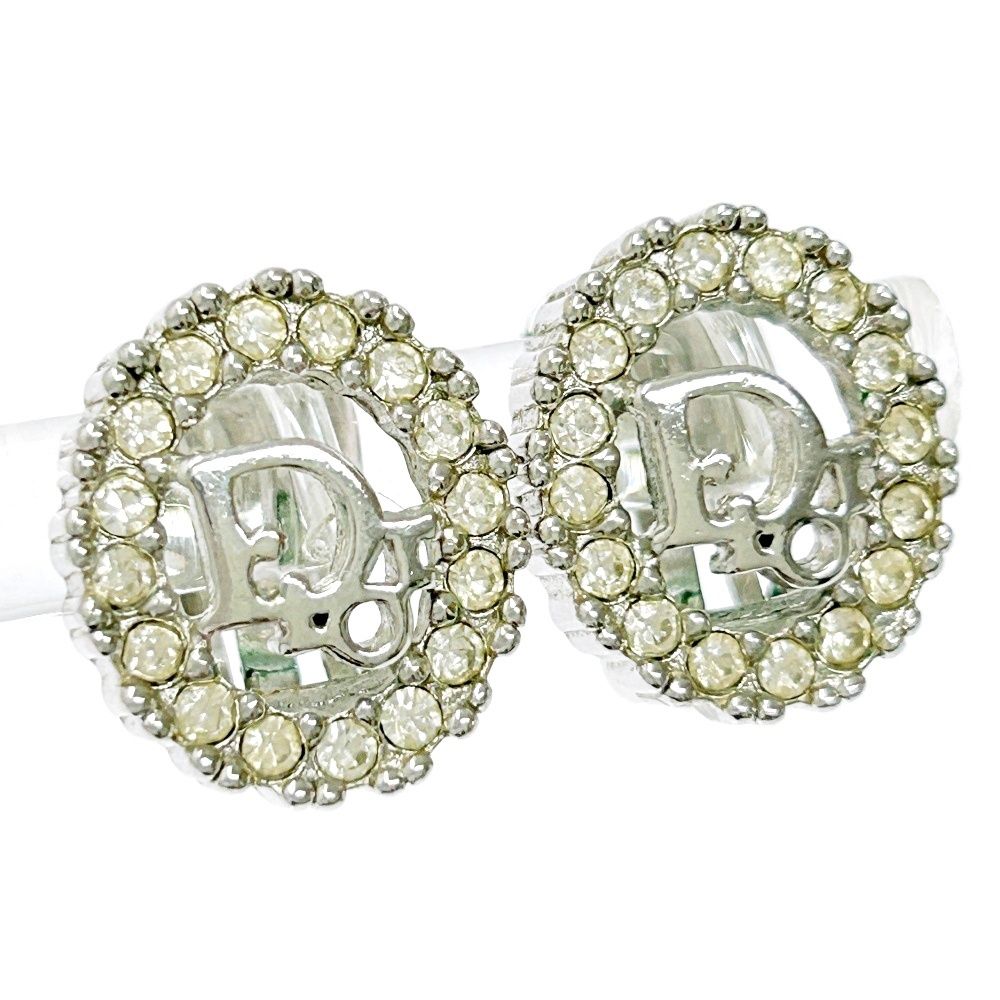 中古】Christian Dior クリスチャンディオール メタル ラインストーン  