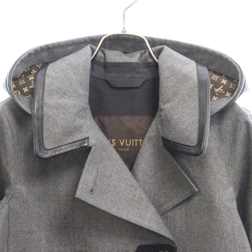 LOUIS VUITTON (ルイヴィトン) 10AW ウール ラムレザー切り替え フード