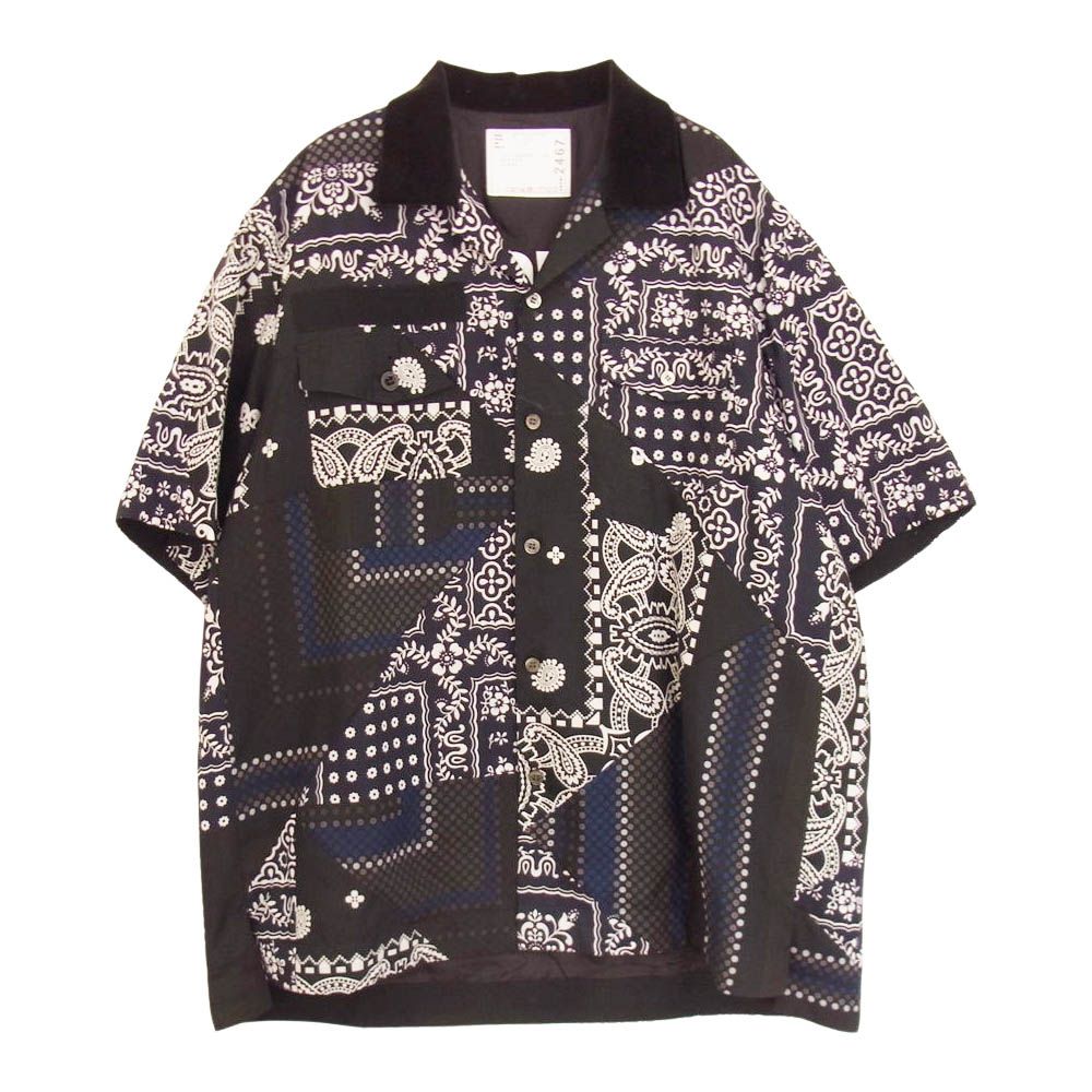 Sacai サカイ 半袖シャツ 21SS 21-02467M Hank Willis Thomas Archive Print Mix Shirt  ハンクウィリストーマス アーカイブ プリントミックス シャツ バンダナ ブラック系 ホワイト系 2【中古】 - メルカリ