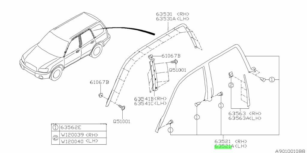 スバル SUBARU 純正 フォレスター SG5 SG9 ウェザーストリップ モール ルーフ RH LH 助手席 運転席 セット パーツ エンジン タイヤ バンパー 検索 マフラー