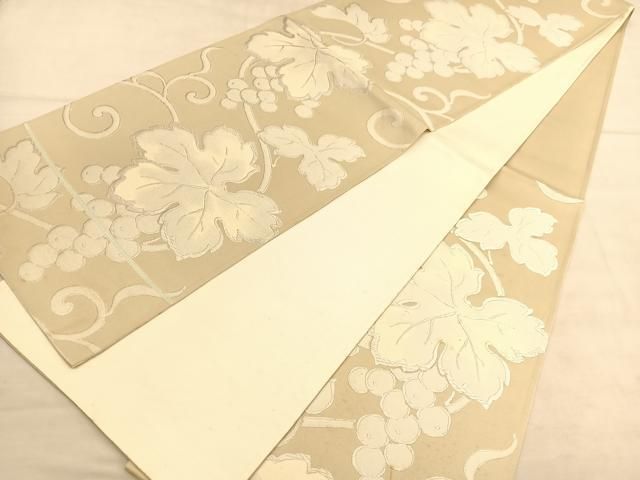 5k2272 袋帯　絹　本金箔　五重の塔　鴛鴦　金色　ピンク　白　花柄　和装 平和屋着物◎六通柄袋帯 唐織 ぶどう花文 うるし箔 正絹 逸品