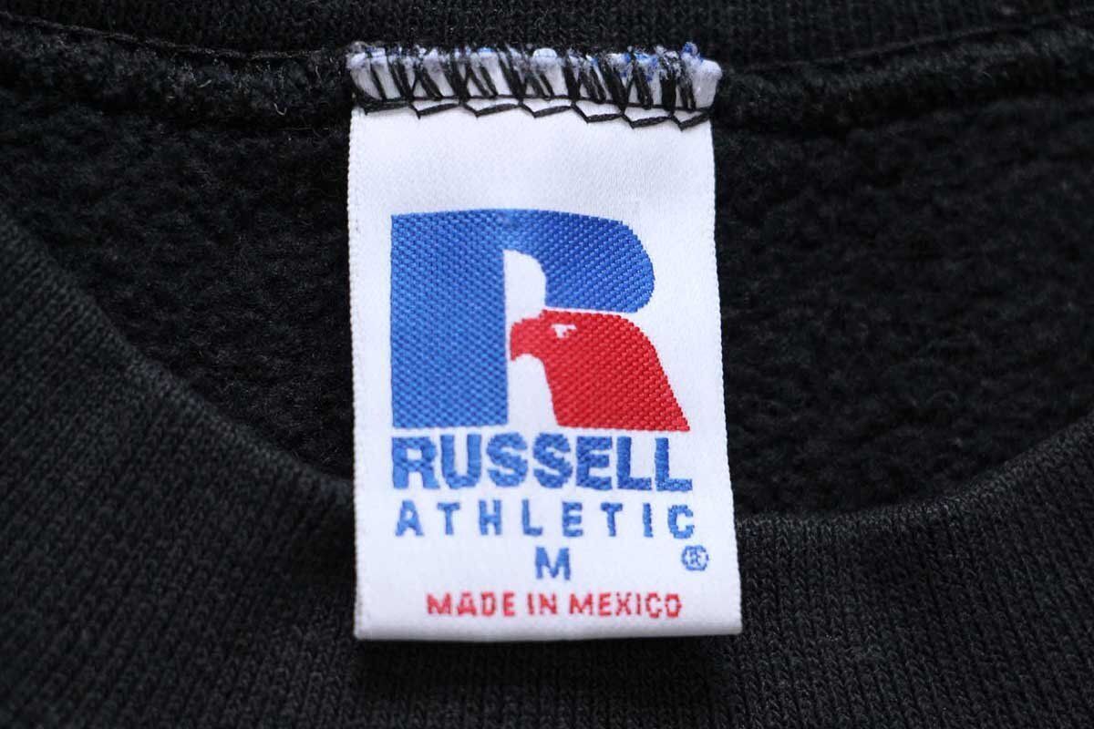 90s メキシコ製 RUSSELLラッセル 無地 前V スウェット 黒 M