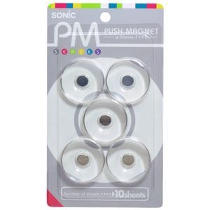 クーポン配布中-スーパー 対象 まとめ ソニック PM プッシュマグネット 直径30×高さ6.5mm 透明 MG-793-T 1箱 5個 ×15セット