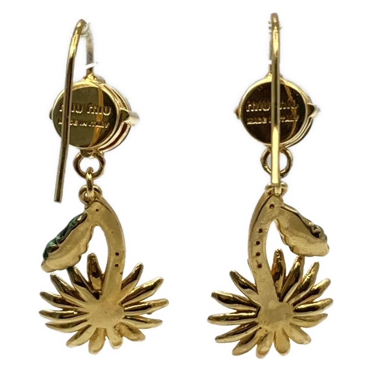 miumiu ミュウミュウ ピアス - ゴールド×アイボリー×マルチ フラワー 花