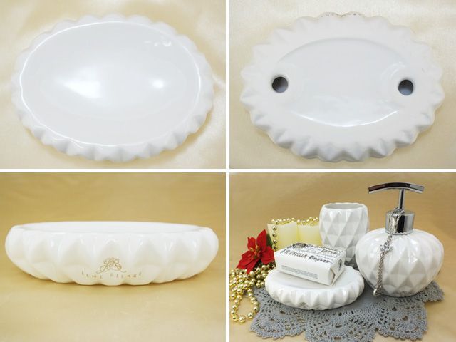 【LENE BJERRE / リーネ ヴェール】 (493401409 WHITE) ホワイト CRYSTALシリーズ ソープトレイ 石鹸置き [新品] [訳あり] おしゃれ 置物 雑貨 白 ホワイト ローズゴールドトーン・プレーティング