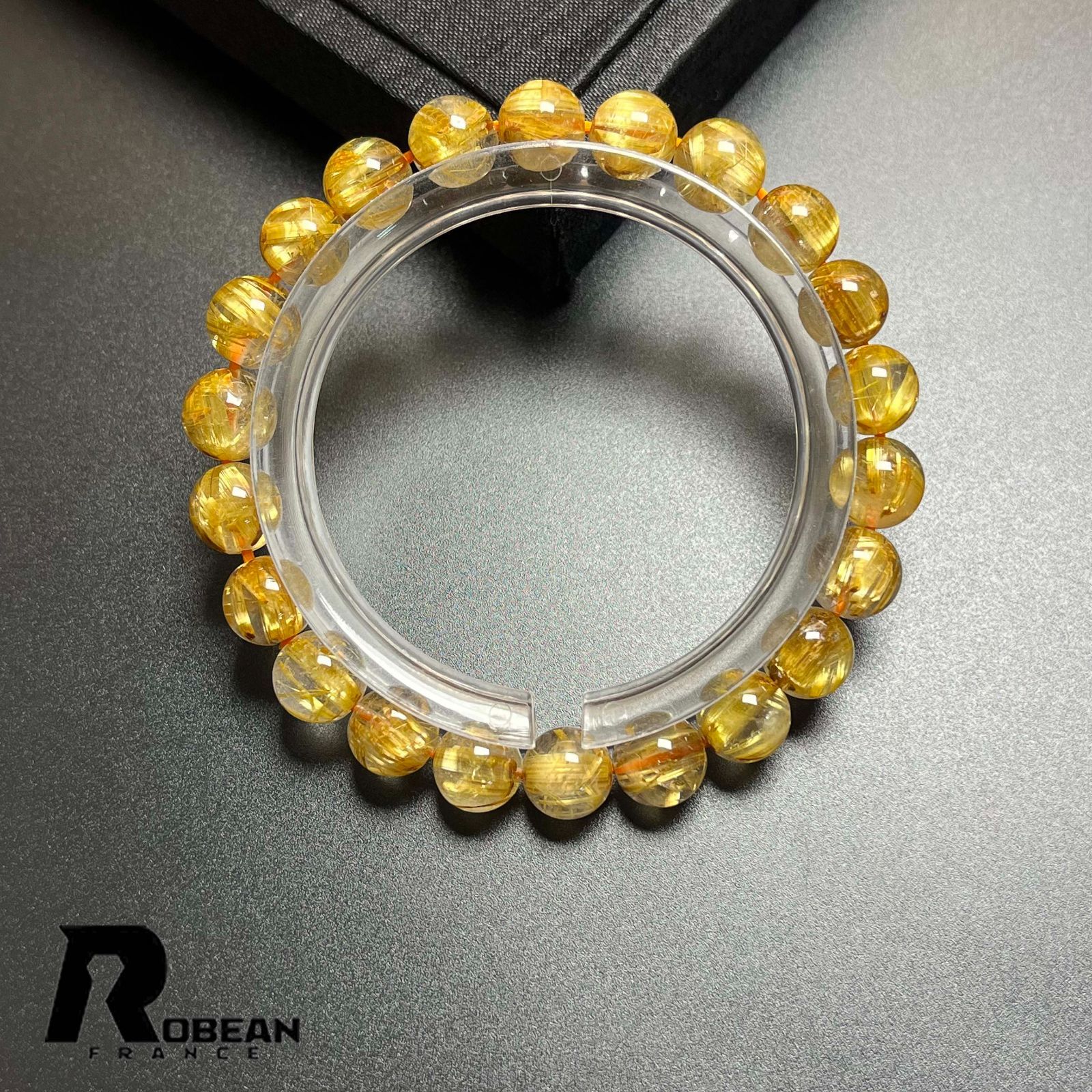 EU製 定価24万円 ROBEAN ! 満針ルチルクォーツ ブレスレット パワーストーン 天然石 金運 お守り プレゼント 8.3-8.9mm K1015143