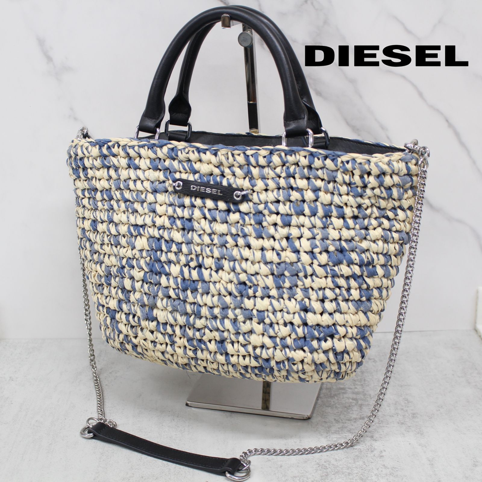 S085)【参考2.9万】DIESEL/ディーゼル かごバッグ トートバッグ デニム