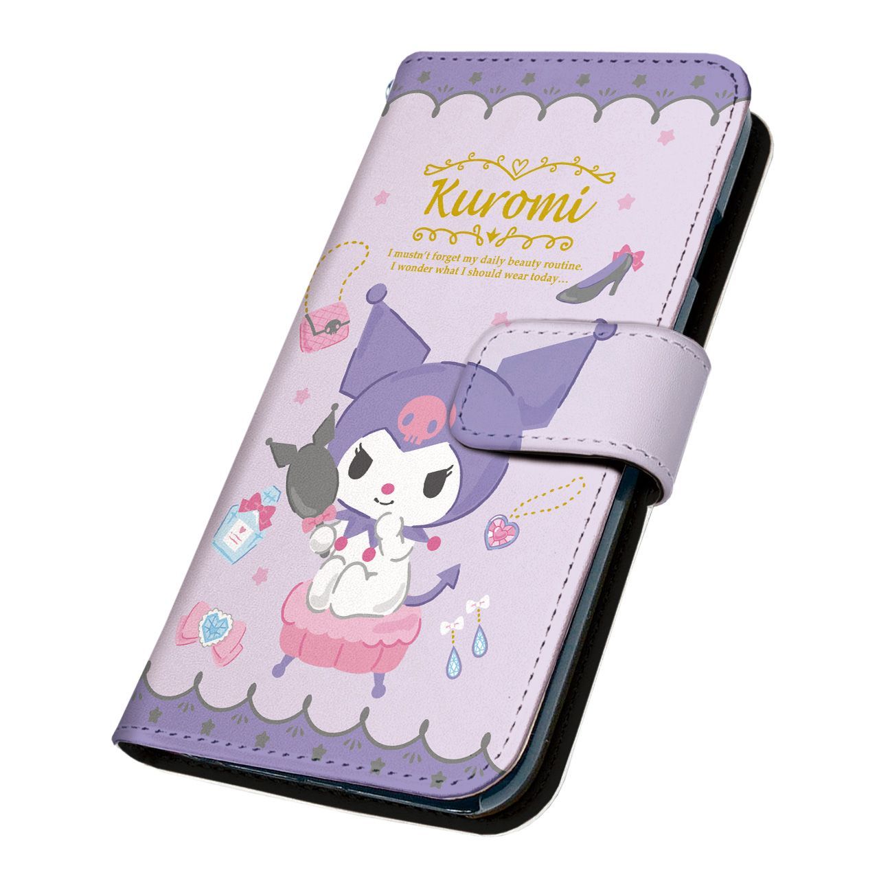 サンリオ 正規品 クロミ あんしんスマホ KY-51B ケース 手帳型 スマホケース [デザイン:9.ハピネスガール/マグネットハンドあり] SANRIO  ky51b