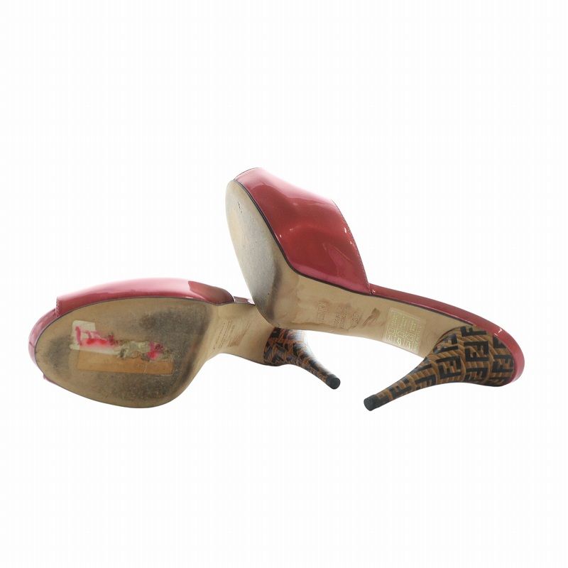 フェンディ FENDI ミュール サンダル オープントゥ ハイヒール ロゴ