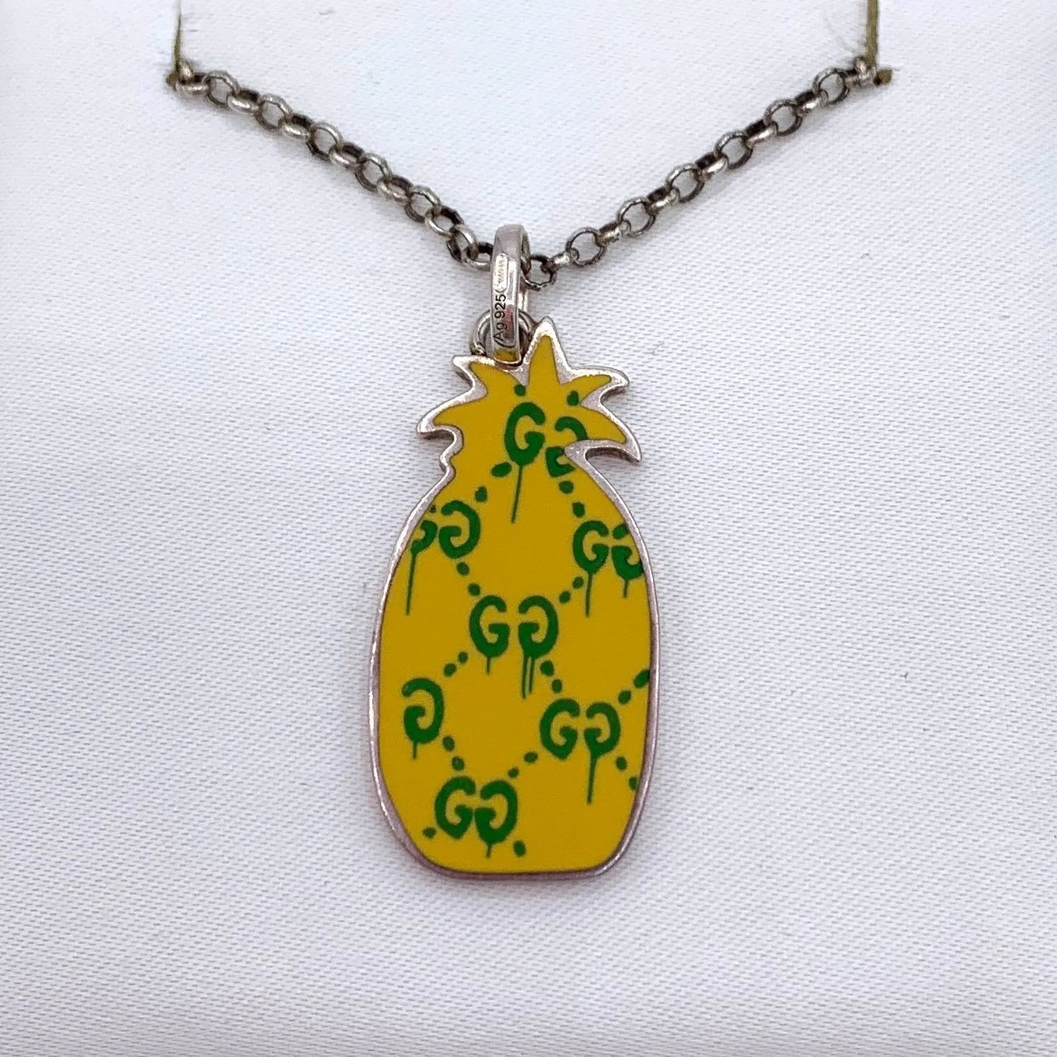 ▽GUCCI/グッチ ゴースト パイナップル ネックレス 476923 GG シルバー