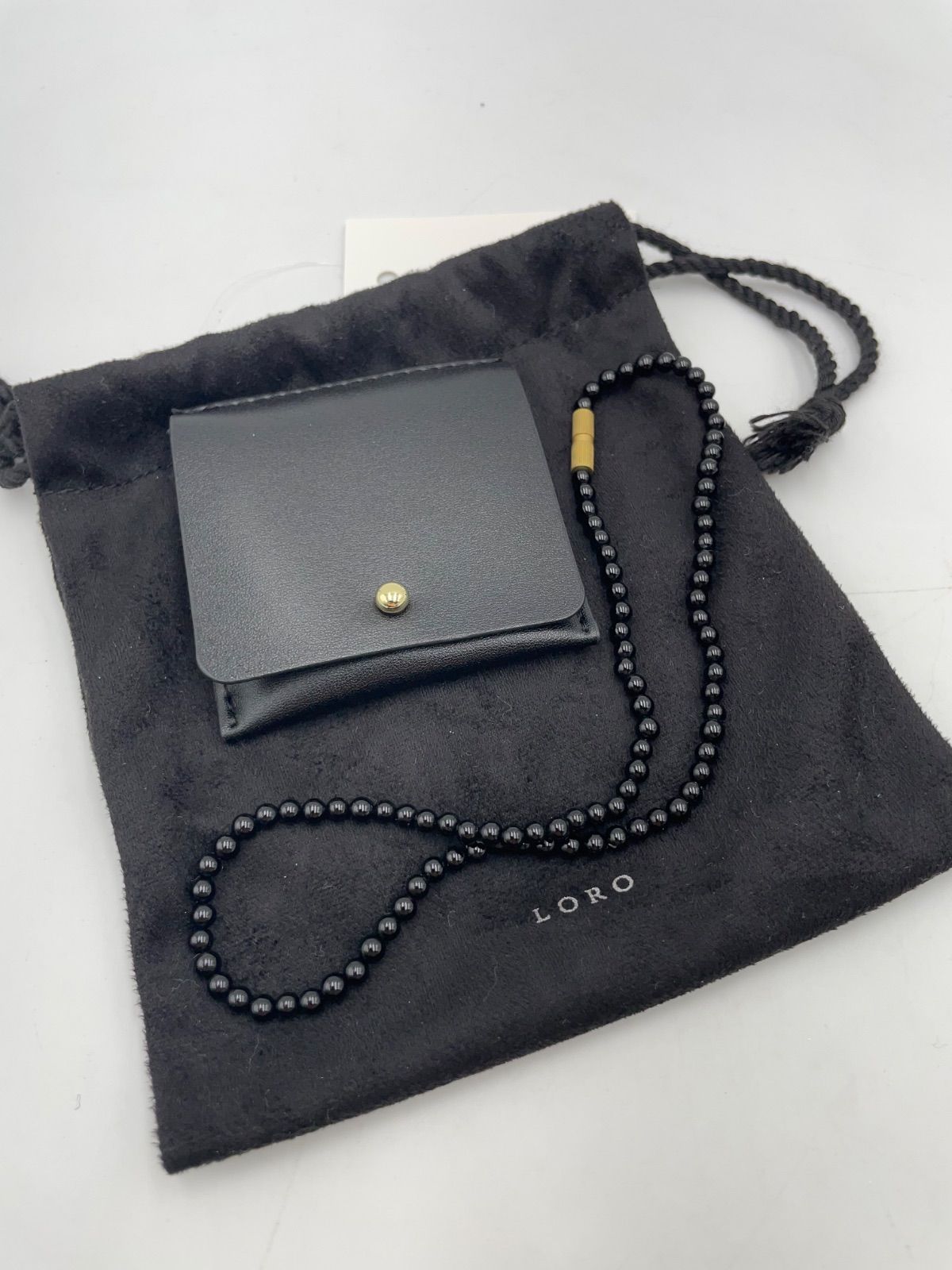 257469936 LORO ロロ amulet Onyx necklace 4mm×40cm