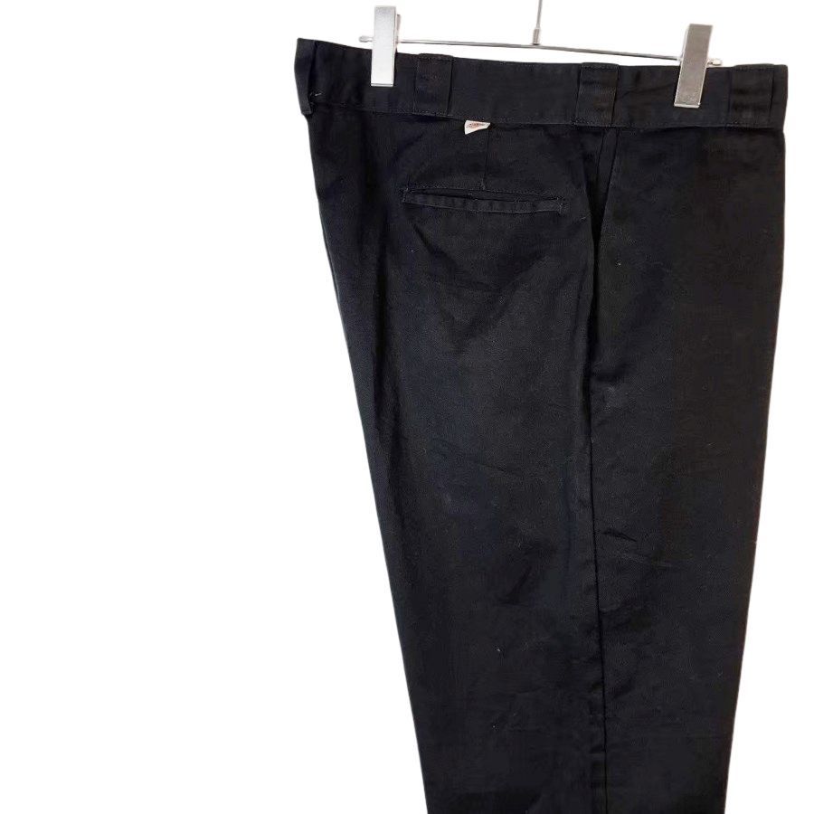 70s80sUSA製ディッキーズDickiesワークパンツ黒ブラックツイル生地ちび 