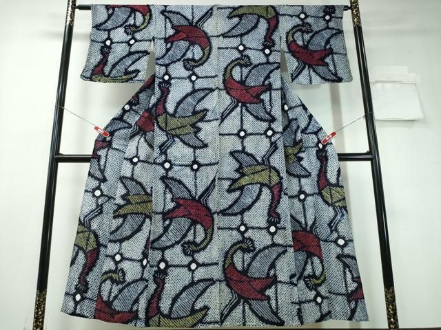 平和屋着物∴夏物 浴衣 有松鳴海絞り 孔雀文 綿 CAAY4419ng