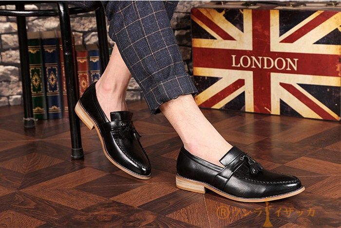2019新品 メンズ 本革 ローファー スリッポン 春夏 ドライビングシューズ スエード革 BROGUEタッセル 通気 牛革 カーキ 26.5cm